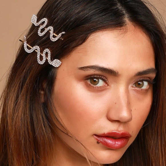Lulu’s Gold Rhinestone Snake Hair Pin Set - Picture 2 of 5
